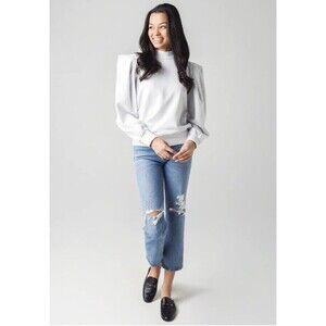AGOLDE Women’s  Folded Sleeve Sweatshirt Off White‎ Size XS